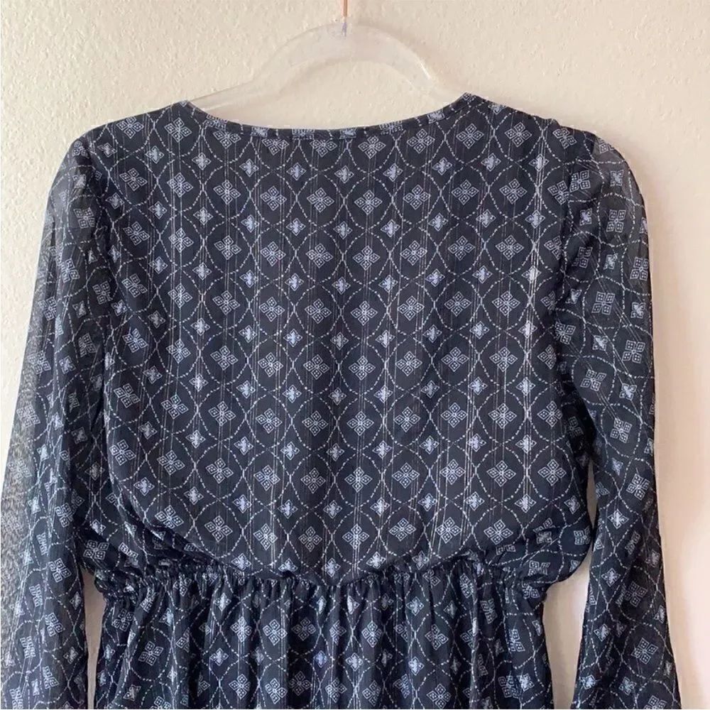 AQUA Button Down Pattern Long Sleeve Dress - Picture 10 of 12